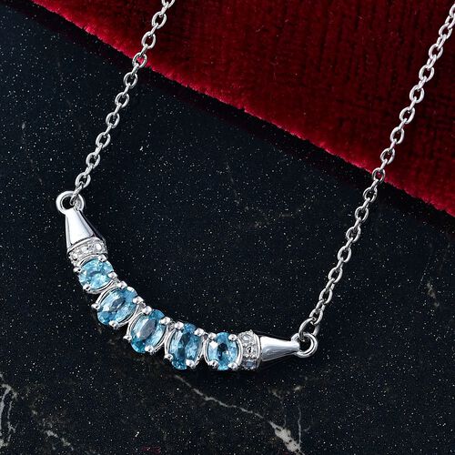 D'Joy AA Blauer Zirkon Halskette ca. 45 cm 925 Silber rhodiniert ca. 1,69 ct. image number 1
