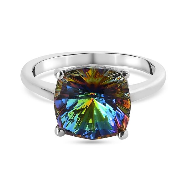 LUSTRO STELLA &Ouml;sterreichischer Vitrail Medium Kristall Solit&auml;r Ring 925 Silber Platin-&Uuml;berzug