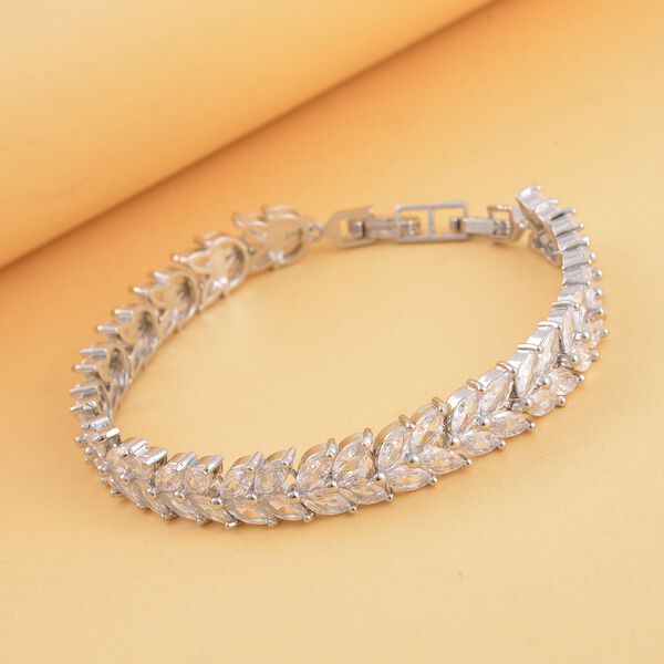 Weißer Zirkonia Armband, ca. 18 cm, Messing, ca. 6.00 ct image number 1
