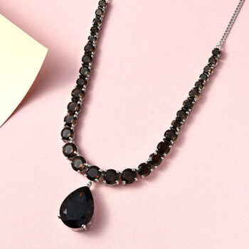 Rauchquarz Halskette, ca. 45 cm, 925 Silber platiniert ca. 32.08 ct