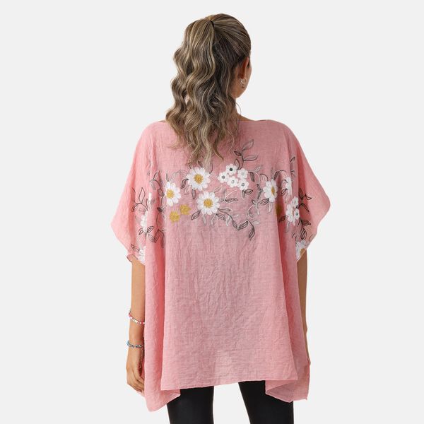 T-Shirt mit Blumen-Stickerei, Rosa, Einheitsgr&ouml;&szlig;e&nbsp; image number 8