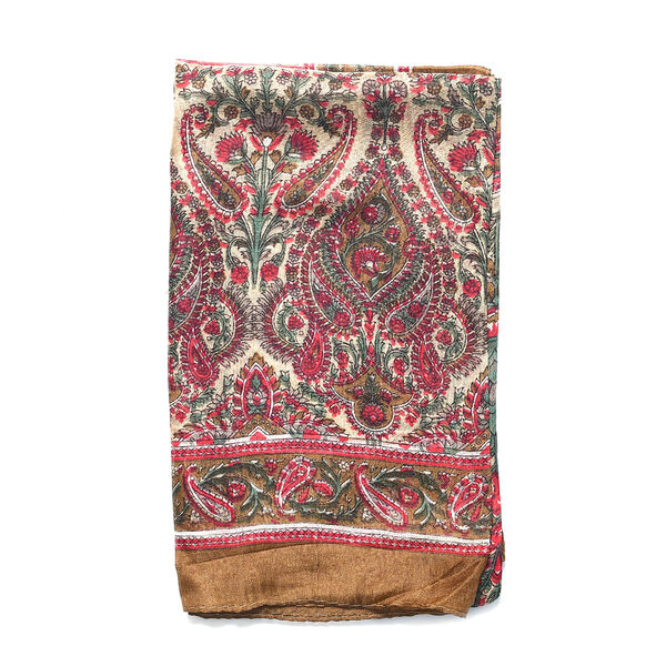 Bedruckter Schal aus 100% Seidensatin, Braun image number 5