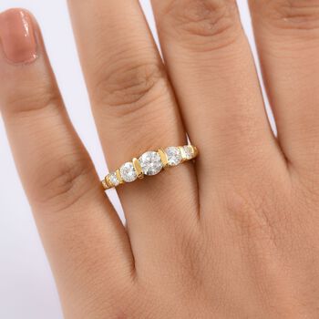 Moissanit Ring, 925 Silber 750 Gelbgold Vermeil - 1,12 ct.