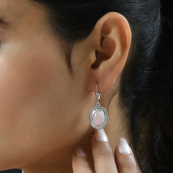 Rosa Opal und wei&szlig;e Zirkon-Ohrh&auml;nger - 6,45 ct. image number 3