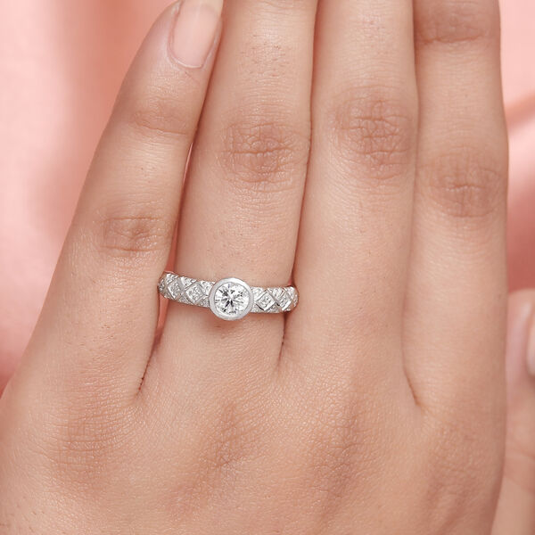 88 Facetten Moissanit Ring 925 Silber platiniert  ca. 0,57 ct image number 3