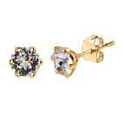 J Francis gefertigt mit Swarovski Weißer Kristall Ohrringe 925 Silber 750 Gelbgold Vermeil