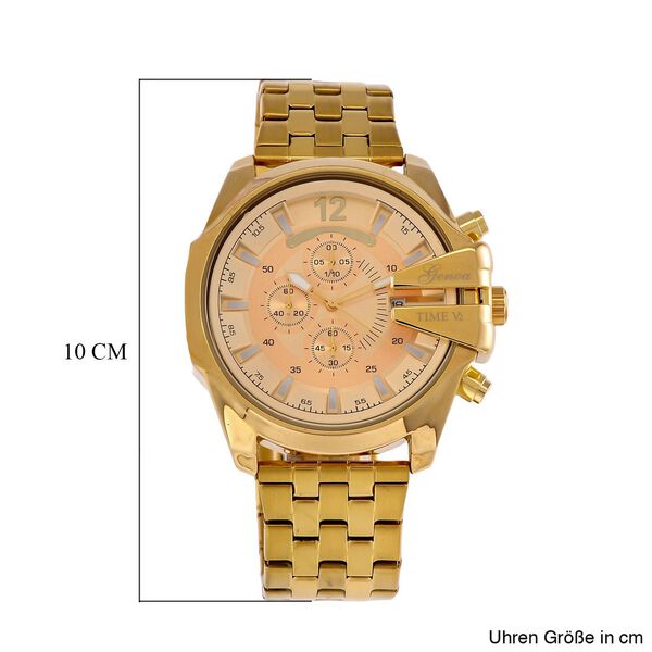 GENOA Japanisches Uhrwerk - Exklusive Uhr mit Pfirsich-Zifferblatt, vergoldetem Edelstahlband und Dornschlie&szlig;e - Pfirsich image number 8