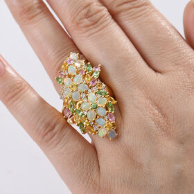 D’Joy AA äthiopischer Welo Opal, Tsavorite Granat, Zirkon, rosa und gelber Saphir Ring - 4,36 ct.