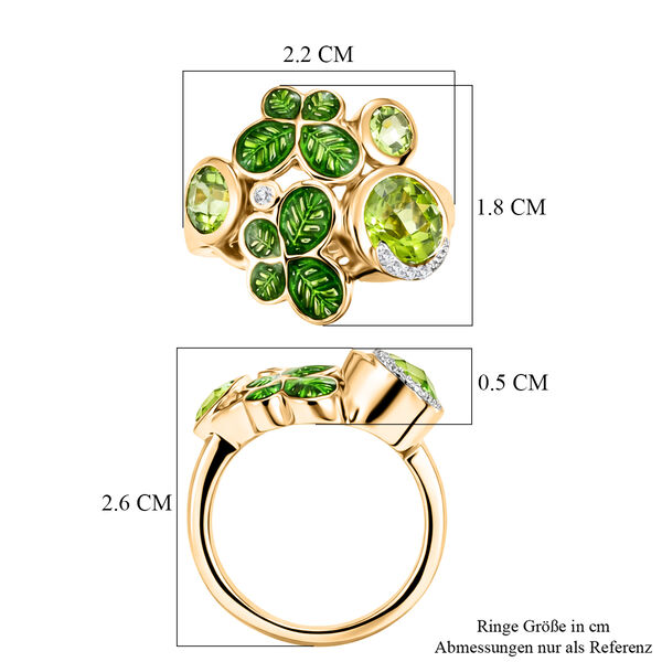 GP - AA Peridot Ring 925 Silber 750 Gelbgold vermeil (Gr&ouml;&szlig;e 17.00) ca. 2,18 ct image number 7
