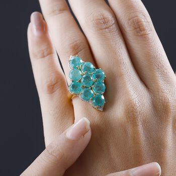 Smaragd-Quarz-Triplette Ring, 925 Silber Gelbgold Vermeil, (Gr&ouml;&szlig;e 19.00) ca. 10.68 ct