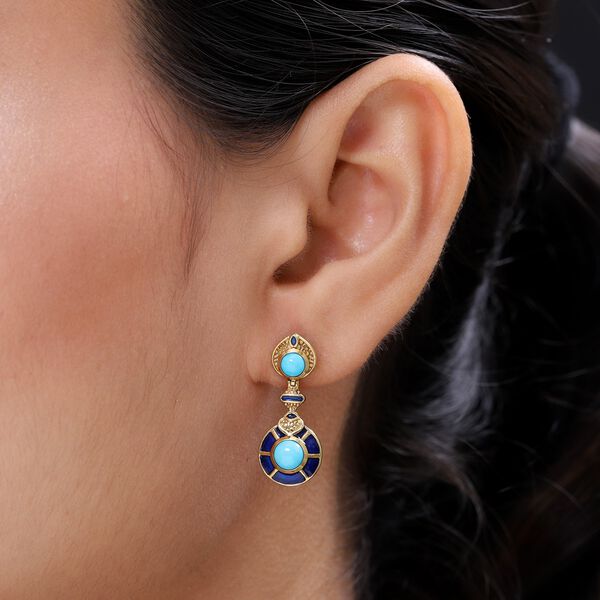 Nat&uuml;rliche Sleeping Beauty T&uuml;rkis emaillierte Ohrh&auml;nger in Silber, 1,28 ct. image number 3