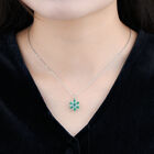 AAA Kagem sambischer Smaragd und Zirkon floraler Anhänger mit Kette in Silber image number 3