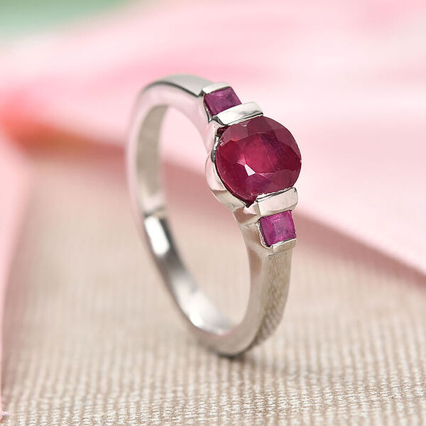 Fissure gefüllt Rubin Ring 925 Silber Platin-Überzug image number 2