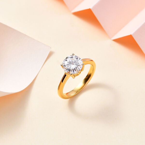 Moissanit Ring, 925 Silber 750 Gelbgold Vermeil - 1,73 ct. image number 2