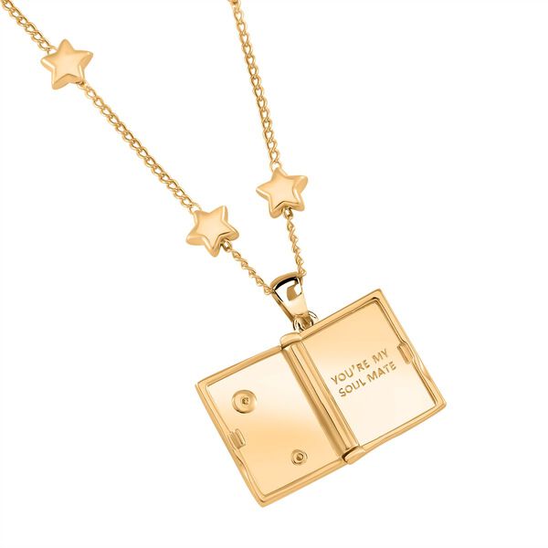 Wei&szlig;e Kristall-Buch-Anh&auml;nger mit Sternen und 'You're my soulmate'-Gravur und 45 cm Kette image number 3