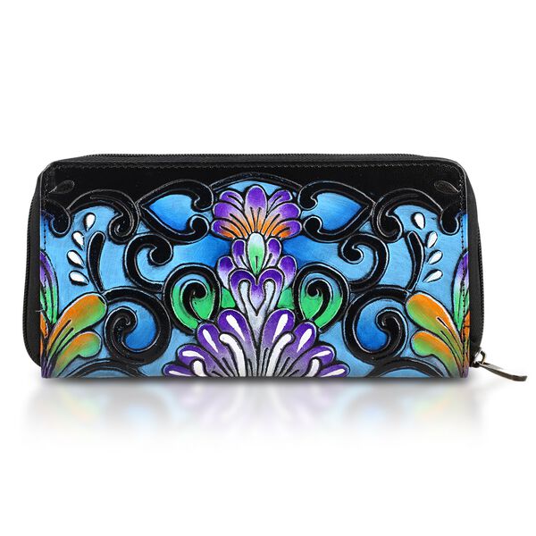 Handbemalte Leder Geldb&ouml;rse RFID, Schwarz, 22.8 x 2.5 x 12.7 cm image number 6