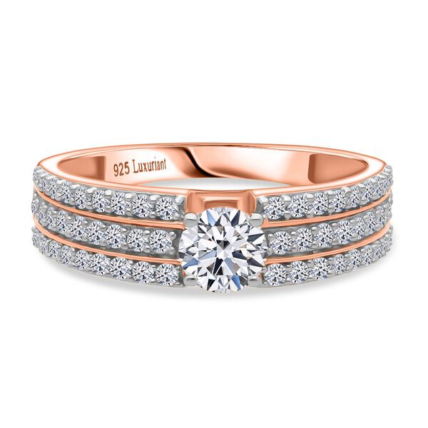 LUXURIANT DIAMOND - Lab Grown Diamant SI-GH SGL zertifiziert Ring 925 Silber 750 Ros&eacute;gold Vermeil (Gr&ouml;&szlig;e 18.00) ca. 1.00 ct