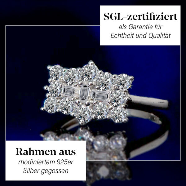 LUXURIANT SGL zertifizierter VS-EF Labor Diamant Ring, 925 Silber rhodiniert - 1 ct. image number 7