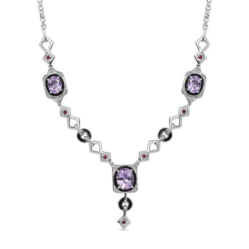 Zeitlose Art Kollektion - AA Rose De France Amethyst Halskette ca. 45 cm Messing ca. 8.72 ct image number 0