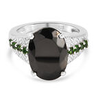 Elite Shungit und Natürlicher Chromdiopsid Ring 925 Silber platiniert (Größe 16.00) ca. 3,97 ct