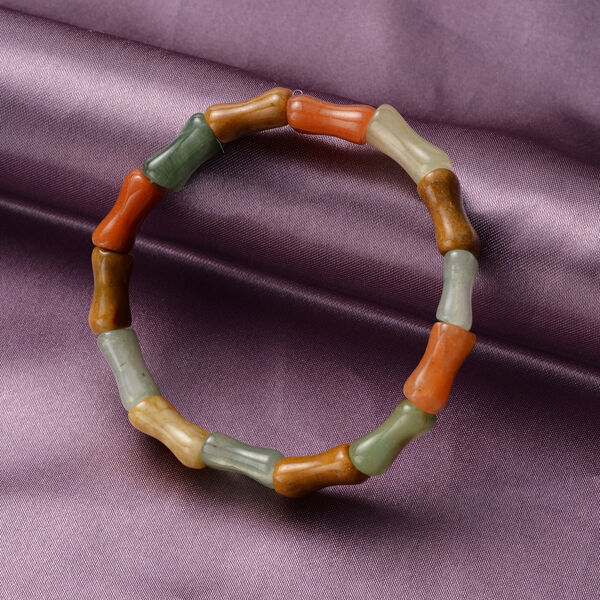 Mehrfarbiges, flexibles Aventurin-Armband, ca. 18 cm, ca. 145,50 ct image number 2