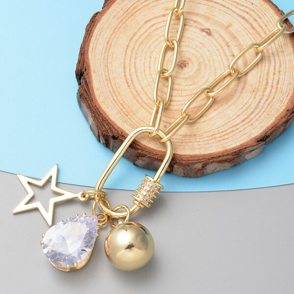 Funkelnde, wei&szlig;e Kristall-Halskette, 52 cm image number 1