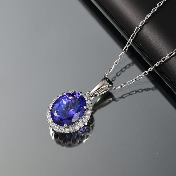 Rhapsody AAAA Tansanit, Weißer Diamant Schmuckset ca. 50 cm 950 Platin ca. 3,22 ct. image number 1
