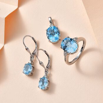 AA Himmelblauer Topas Schmuckset 925 Silber platiniert ca. 12,17 ct.