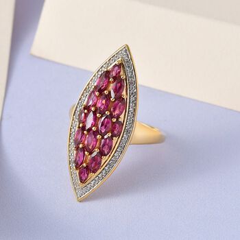 Rhodolith Granat und Zirkon Cocktail Ring - 3,01 ct.