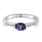 Tansanit und Zirkon Ring 925 Silber platiniert  ca. 0,56 ct image number 0
