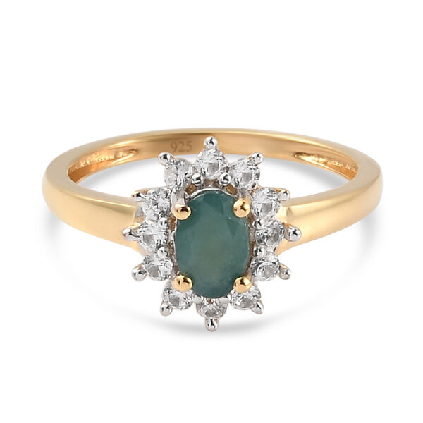 Grandidierit und Zirkon Ring 925 Silber vergoldet  ca. 0,77 ct