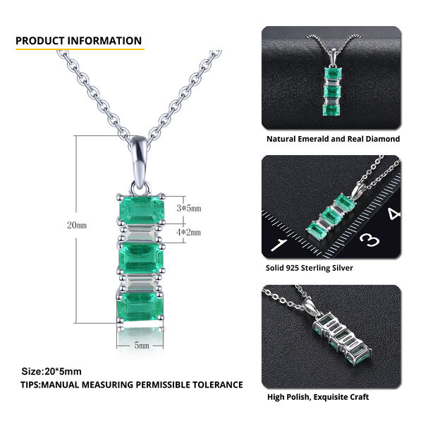 AAA Kagem sambischer Smaragd und Zirkon-Anh&auml;nger mit Kette - 1,36 ct. image number 4
