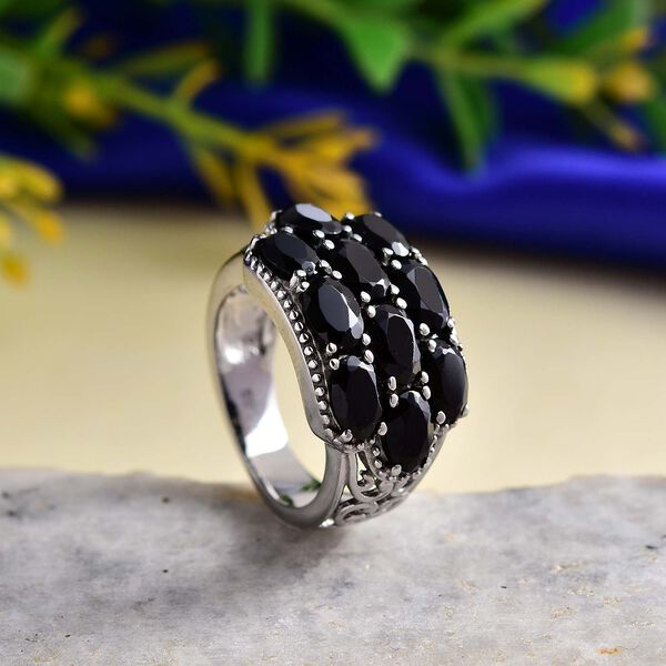Schwarzer Spinell Ring Edelstahl (Gr&ouml;&szlig;e 17.00) ca. 6,35 ct image number 2