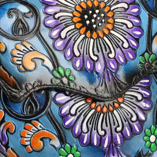 Gepr&auml;gte Leder Crossbody Tasche, 31.9 x 6.35 x 19.4 cm, Schwarz image number 9