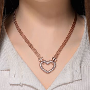 Wei&szlig;e Zirkonia 50+5cm Halskette in Ros&eacute;goldton