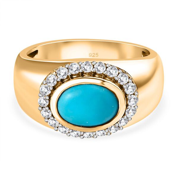 Amerikanischer, nat&uuml;rlicher Sleeping Beauty T&uuml;rkis und Zirkon-Halo-Ring - 1,44 ct.