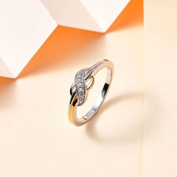 Dreifarbiger, weißer Diamant-Ring in 925 Silber image number 2