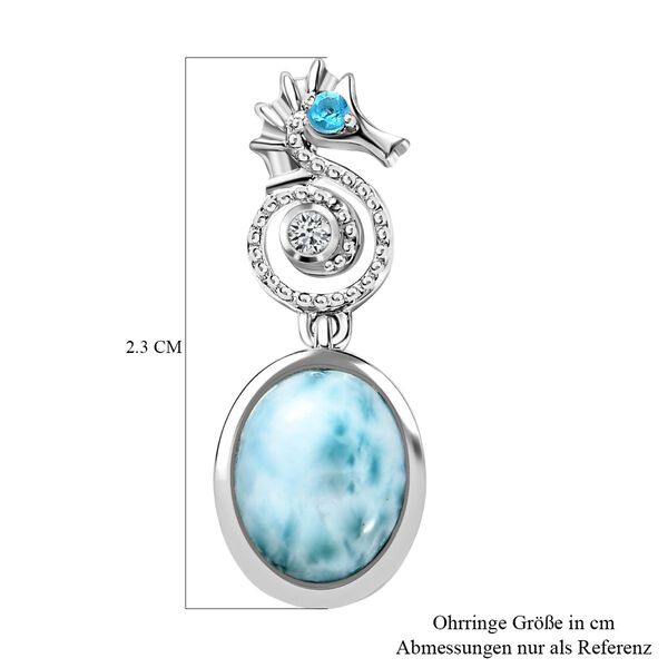 Seepferdchen Larimar, Neon Apatit und Zirkon Ohrringe image number 5