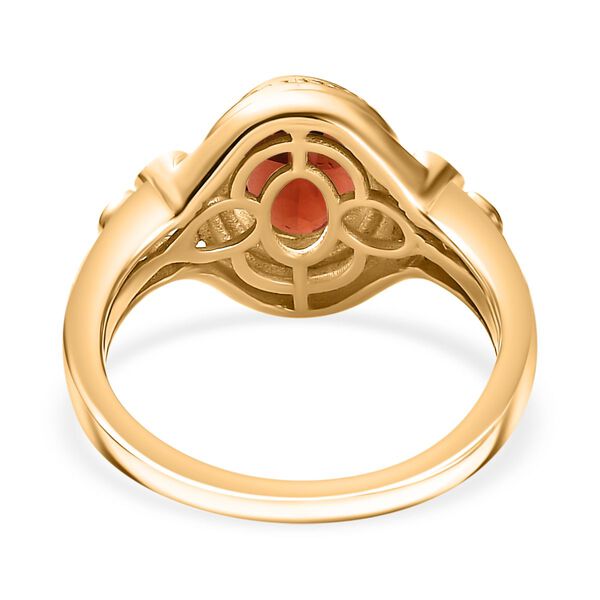Roter Granat, Weißer Zirkon Ring Messing (Größe 17.00) ca. 1,49 ct image number 5