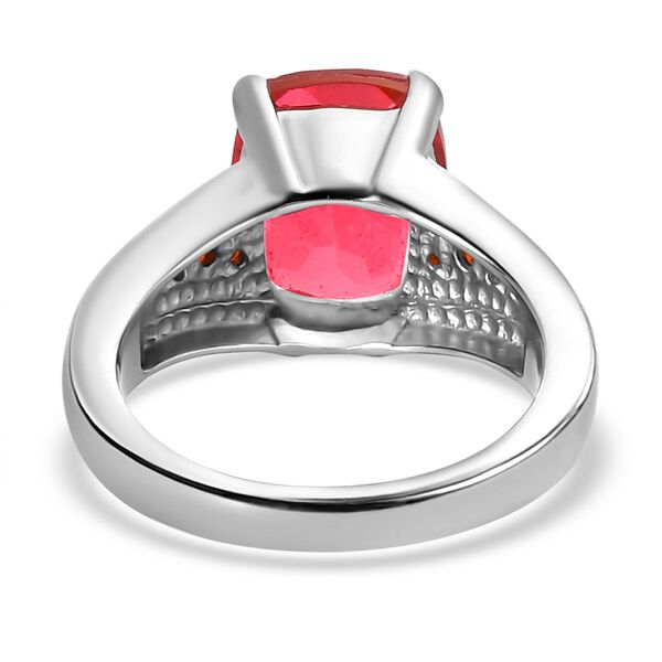 Padparadscha Quarz Triplette, Orange Zirkonia Ring Edelstahl (Größe 17.00) ca. 4,80 ct image number 6