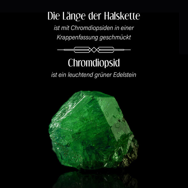 Natürliche Chromdiopsid und Zirkon-Halskette, 45 cm - 21,02 ct. image number 4