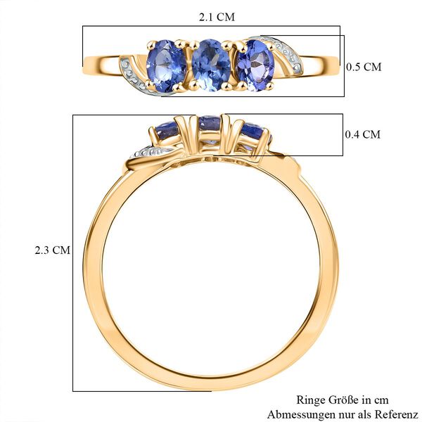AA Tansanit Ring 925 Silber 750 Gelb Vergoldet (Gr&ouml;&szlig;e 21.00) ca. 0,55 ct image number 7