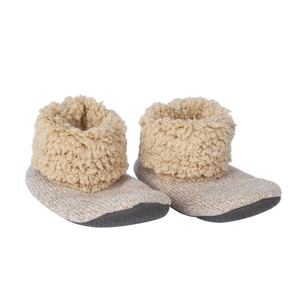 Doppellagige 1 Paar rutschfeste Kunstfell Hausschuhe, Größe S, 25 cm, Beige image number 0