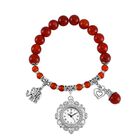 STRADA - Japanisches Uhrwerk, Roter Achat, Weißer Kristall Flexible Uhr 18.5 cm 316L Edelstahl ca. 25.30 ct