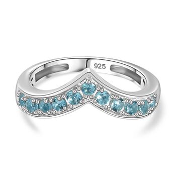 Paraiba-Apatit Ring 925 Silber platiniert (Gr&ouml;&szlig;e 17.00) ca. 0,44 ct