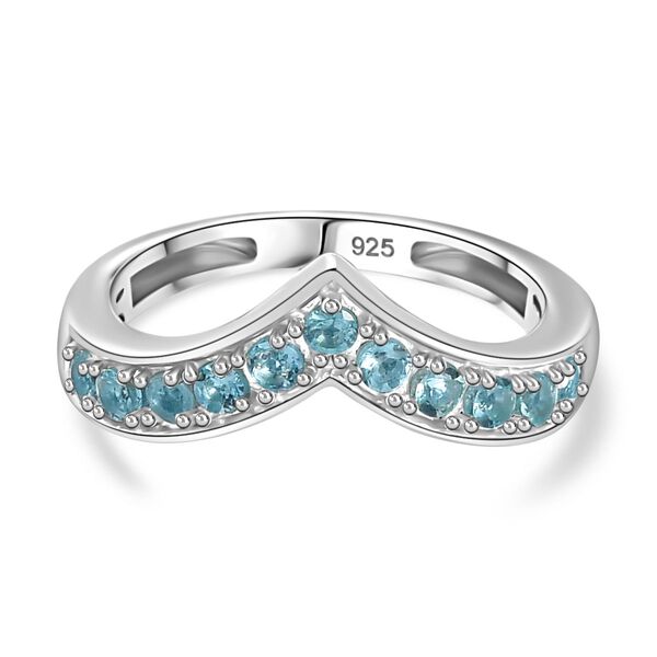 Paraiba-Apatit Ring 925 Silber platiniert (Gr&ouml;&szlig;e 17.00) ca. 0,44 ct