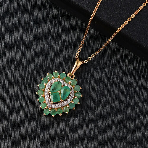 Socoto Smaragd Schmuckset 925 Silber 750 Gelbgold Vermeil ca. 1,68 ct. image number 1