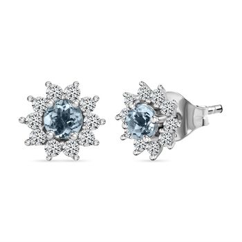 Sternchen Espirito Santo Aquamarin und Zirkon Ohrstecker