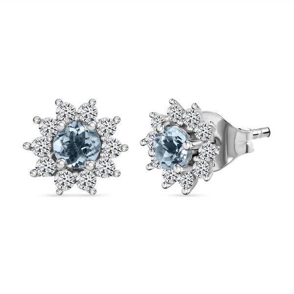 Sternchen Espirito Santo Aquamarin und Zirkon Ohrstecker
