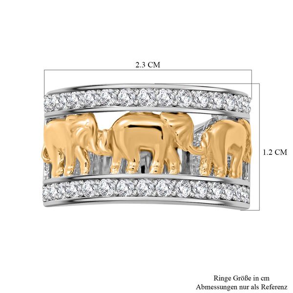 LUSTRO STELLA - zweifarbiger Zirkonia-Elefant-Ring in Silber image number 6